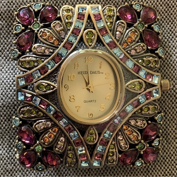 Heidi Daus Square Multicolor Swarovski Crystal Watch 2 Soft Leather Bands main image 4